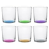 UNISHOP Set de 6 Vasos de Agua de Colores Pastel, Vasos de Cristal Multicolor y...
