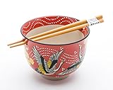 Juego de cuenco japonés de calidad con palillos, para ramen y udon, de 12,7 cm...