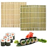 Estera de Sushi de Bambú Natural, 2 Piezas Sushi Roll Mat Bamboo Lavable...