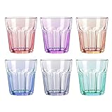 UNISHOP Set de 6 Vasos de Colores Pastel, Vasos de Cristal Multicolor Altos de...