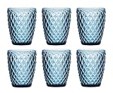 UNISHOP Set de 6 Vasos Azules de 27cl, Vasos de Vidrio para Agua Vino y...